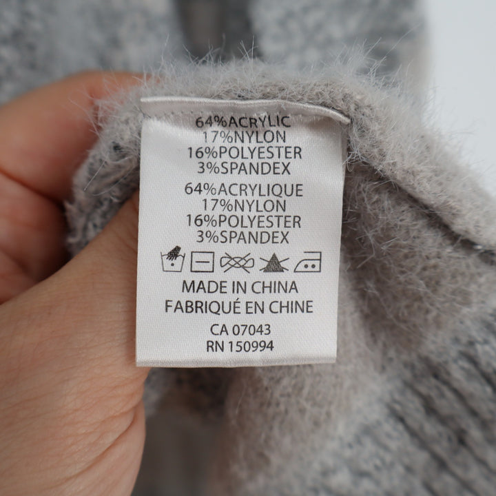 Belle by Belldini Cardigan Sweater Womens XL Gray White Striped Long Sleeve