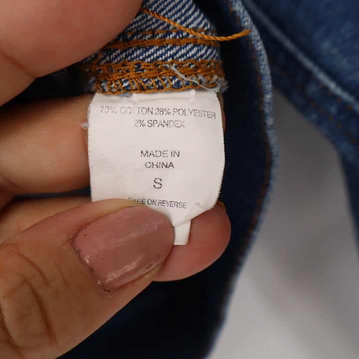 New York & Company Womens Medium Wash Denim Trucker Jacket Blue Size S Stretch