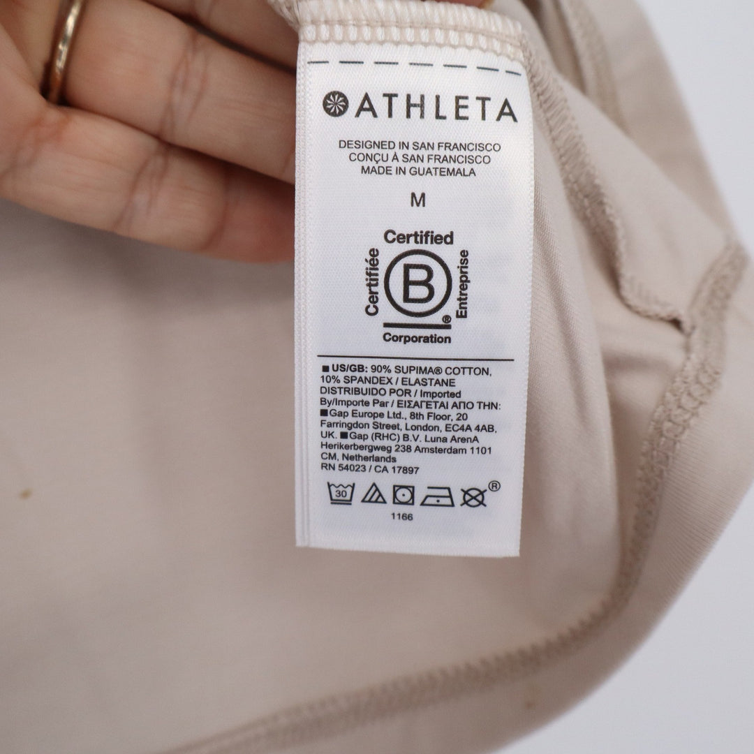 Athleta Womens Beige Supima Cotton Spandex Scoop Neck Tank Top Size M