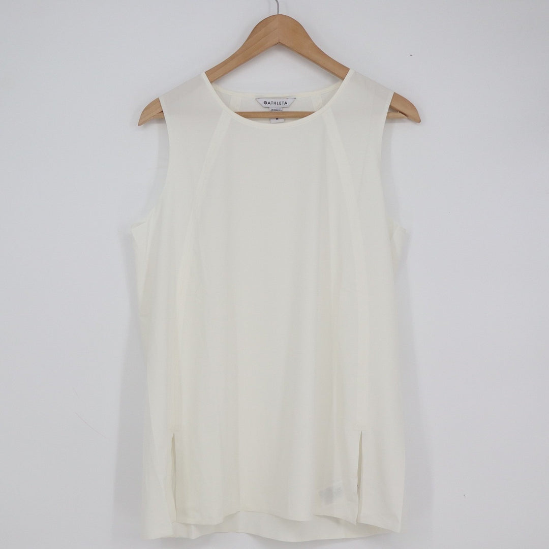 Athleta Zephyr Refined Tank Women's Medium White Sleeveless Crew Neck Top