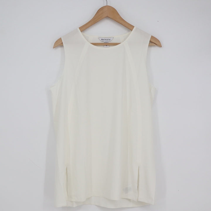 Athleta Zephyr Refined Tank Women's Medium White Sleeveless Crew Neck Top