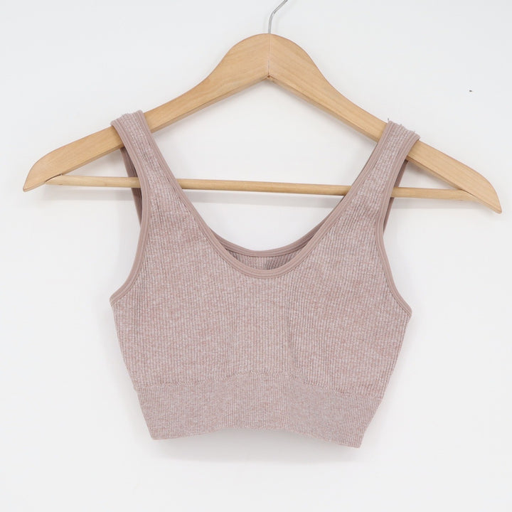 Aerie Ribbed Seamless V-Neck Bralette Mauve Heather Size S