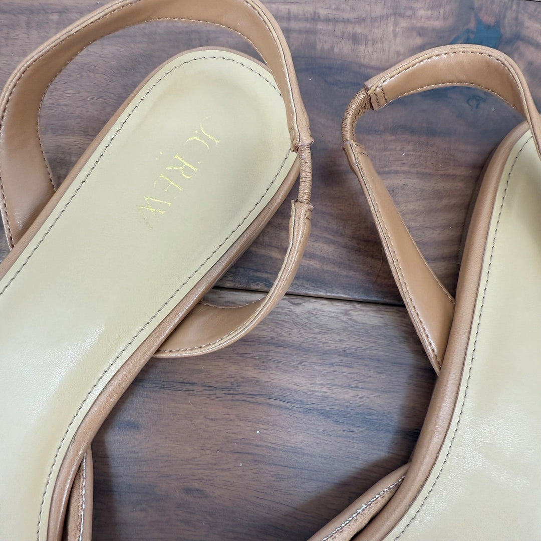 J.Crew Woven Straw Slingback Pointed Toe Flats Tan Women's Shoes Size 12