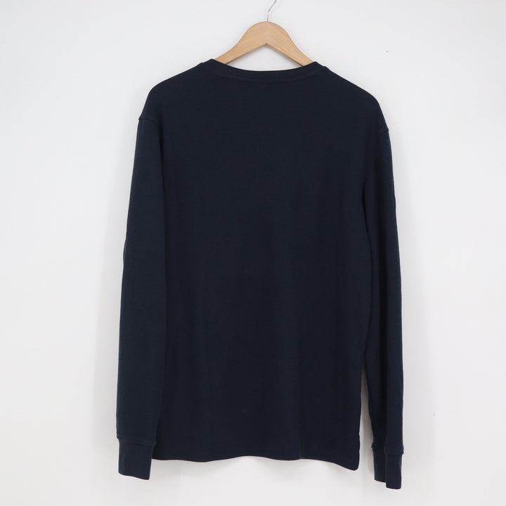 01.ALGO Performance Mens Navy Blue Long Sleeve Henley Shirt Size L Quick Dry SPF