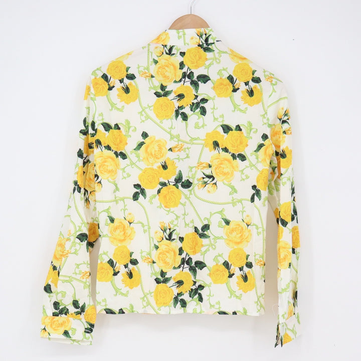 Unbranded Pant Set Womens S Floral Button-down Yellow Rose Print Excellent