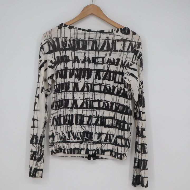 XXI Forever Womens Medium White Black Abstract Geometric Zip Up Hoodie