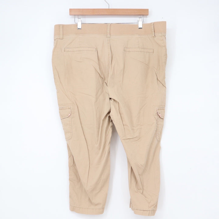 Lee Womens Relaxed Fit Mid Rise Cargo Capri Pants Tan Khaki Size 18M