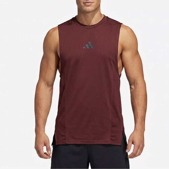 Adidas Mens D4T INT. TANK Training Tank Top Aurora Ruby Burgundy XS