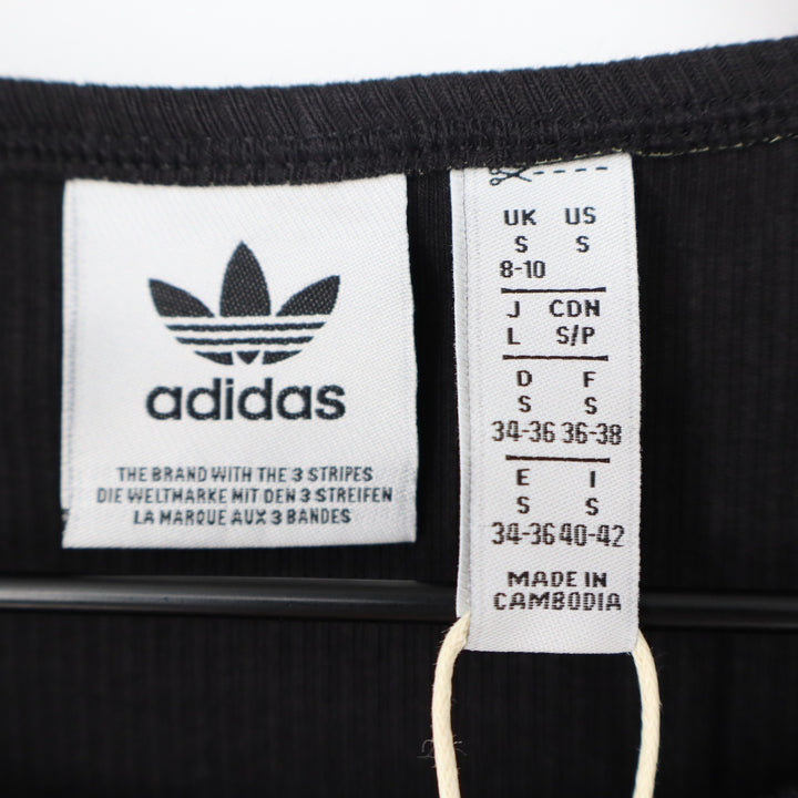 Adidas Originals Womens ESS Crop LS Black Ribbed Long Sleeve Top Size S