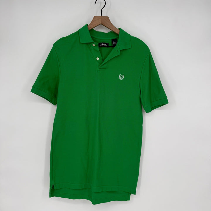 Chaps Mens Green Short Sleeve Polo Shirt Embroidered Logo Size S