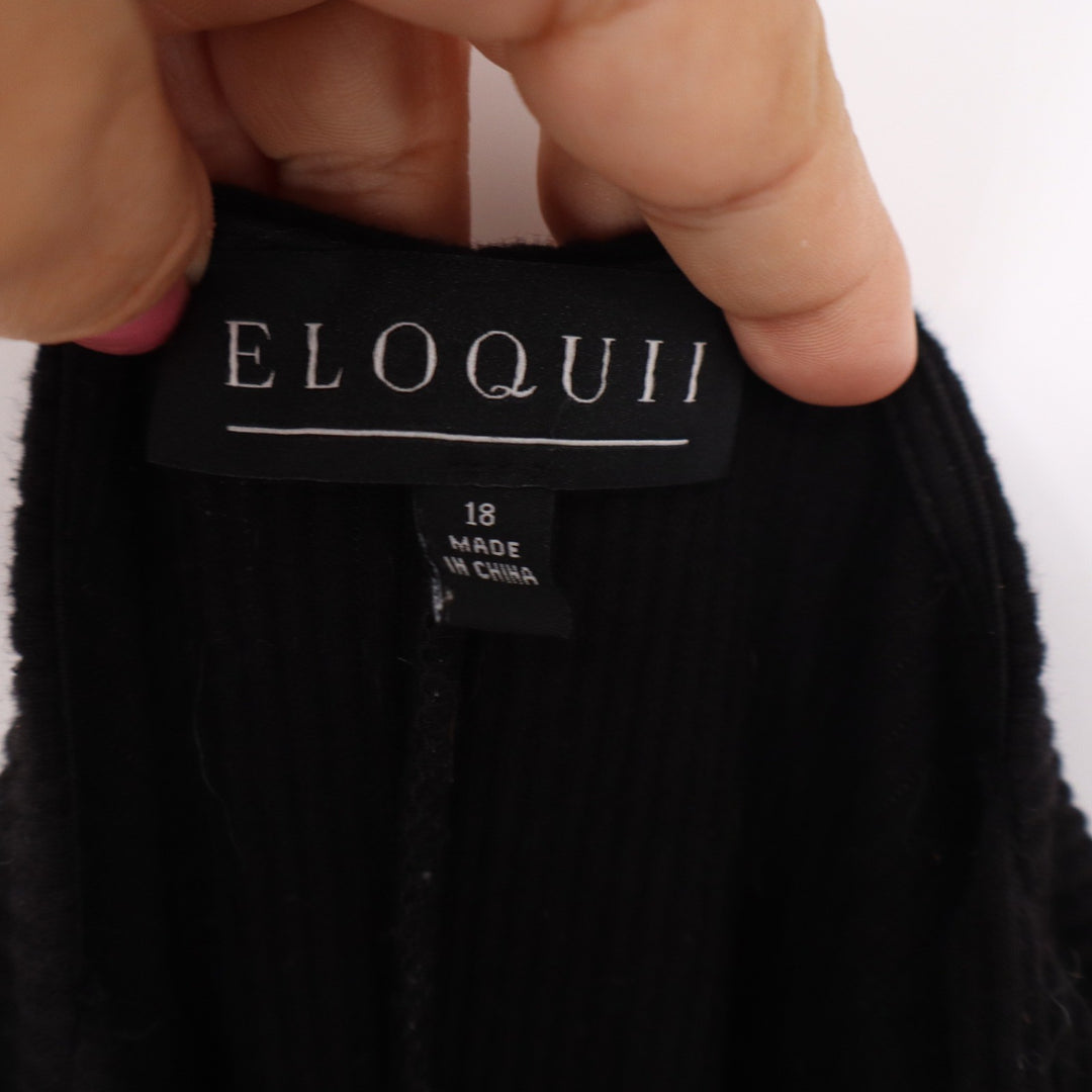 Eloquii Dress Womens 18 Midi Ribbed Knit Black Square Neck Sleeveless Excellent