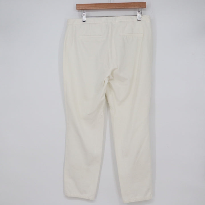 Talbots Dalton White Slim Straight Leg Pants Size 12 Stretch Cotton Nylon