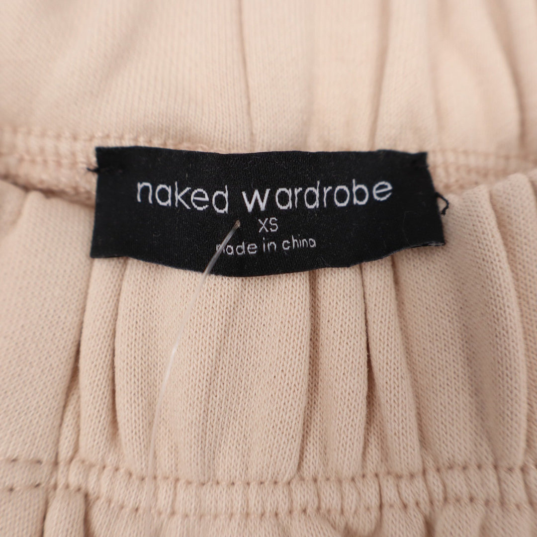 Naked Wardrobe Womens XS Tan Peach Raw Edge Sweatshirt and Joggers 2 Piece Set