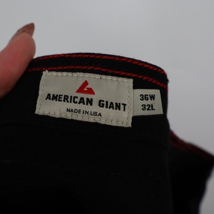 American Giant Roughneck Jeans Mens 36x32 Black Canvas Cotton Stretch Straight