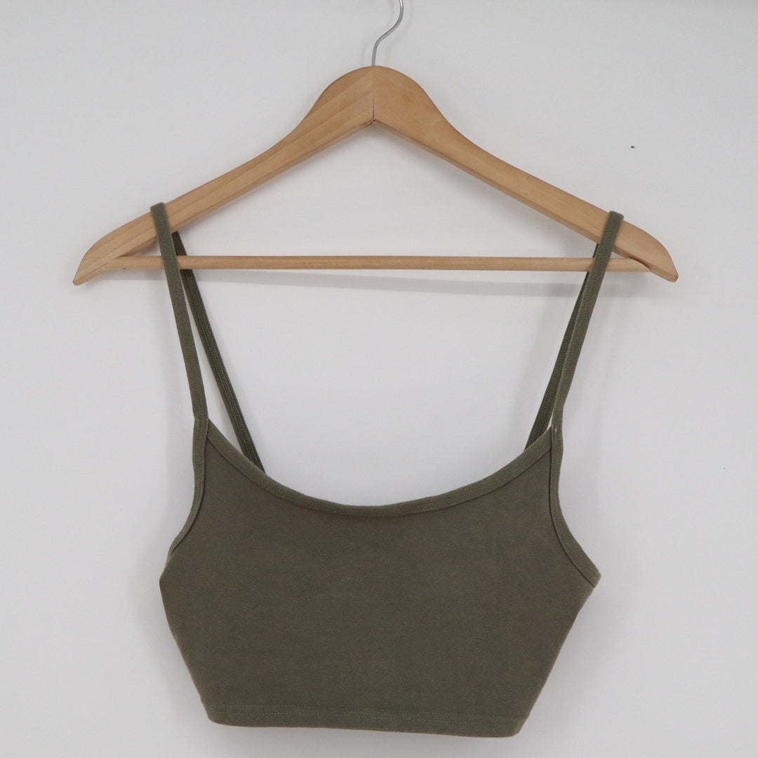 Forever 21 Womens Small Olive Green Cropped Cami Spaghetti Strap Tank Top