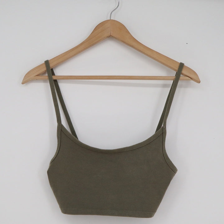 Forever 21 Womens Small Olive Green Cropped Cami Spaghetti Strap Tank Top