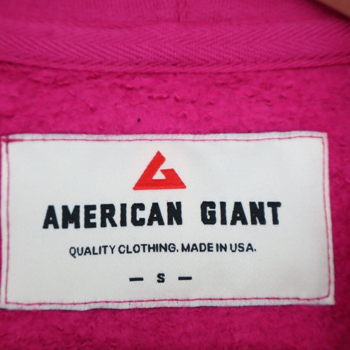 American Giant Hoodie Womens Small Pink Black Logo Fleece Lined Cotton Full Zip