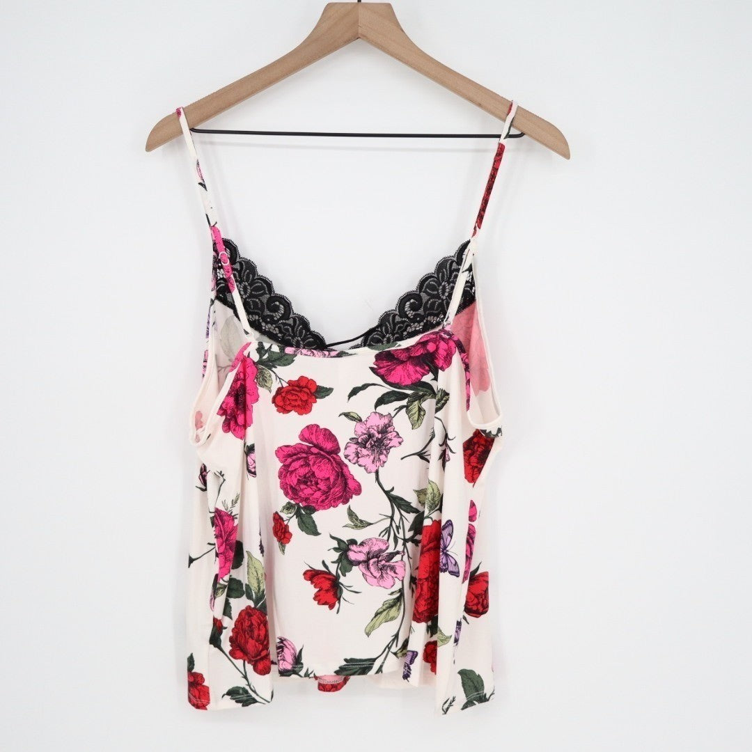 Linea Donatella 2-Piece Pajamas Set Womens XL White Floral Stretch Pullover
