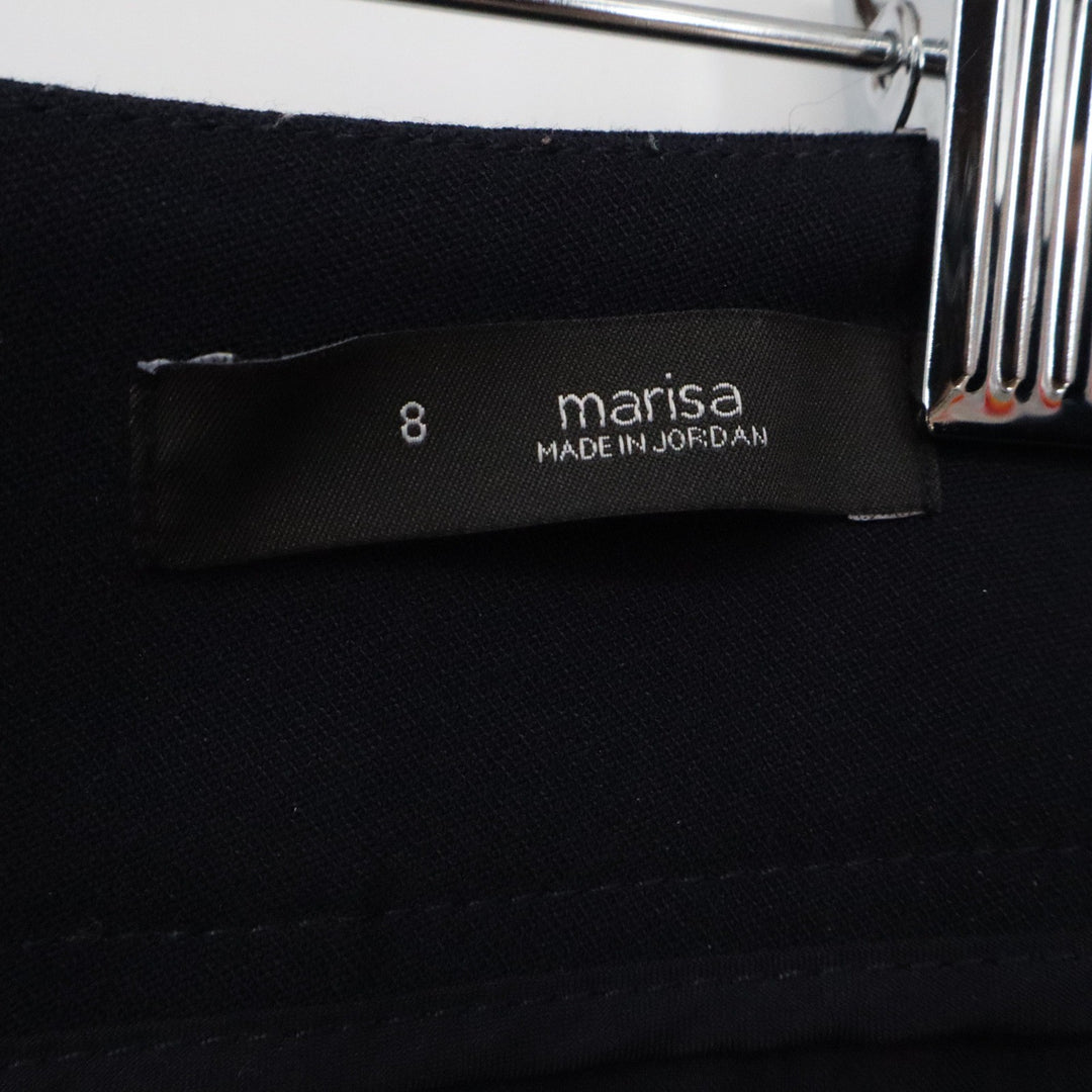 LOFT Marisa Fit Black Straight Leg Dress Pants Gold Button Accents Womens Size 8