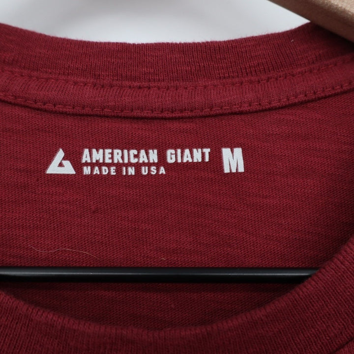 American Giant Premium Slub T-Shirt Men Medium Red Cotton Crew Neck Short Sleeve