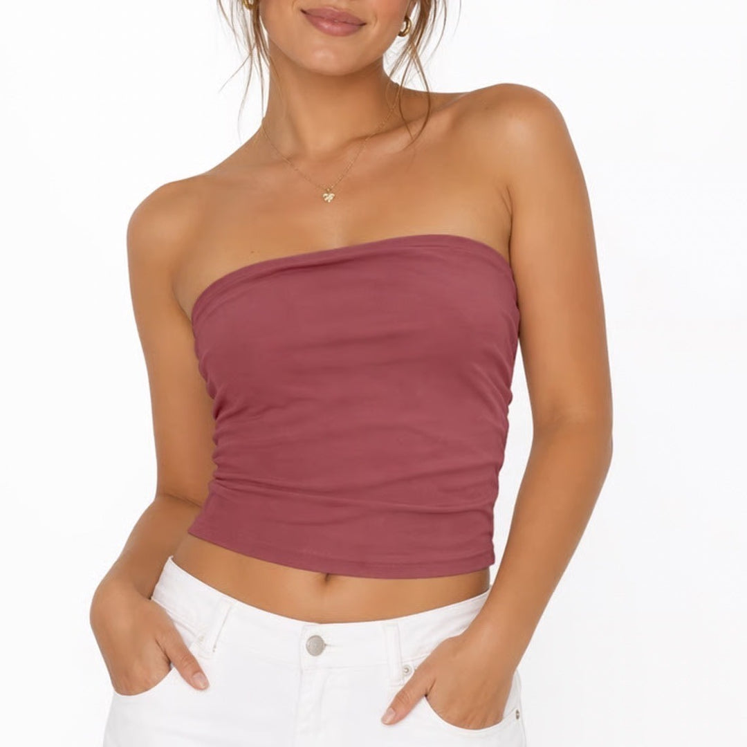 American Eagle Outfitters Soft & Sexy Crop Tube Top Womens L Burgundy Strapless