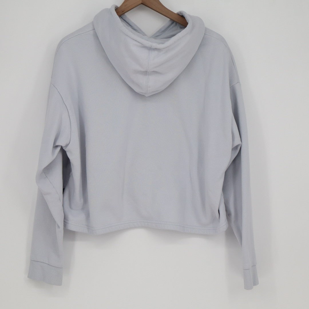 Puma Cropped Hoodie Womens Large Blue Fleece Long Sleeve Pullover Outdoor Wear