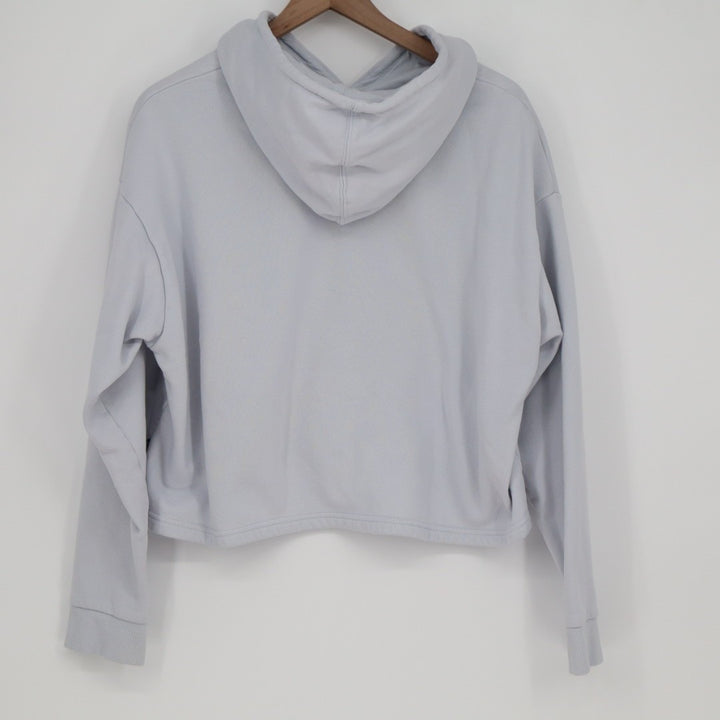 Puma Cropped Hoodie Womens Large Blue Fleece Long Sleeve Pullover Outdoor Wear