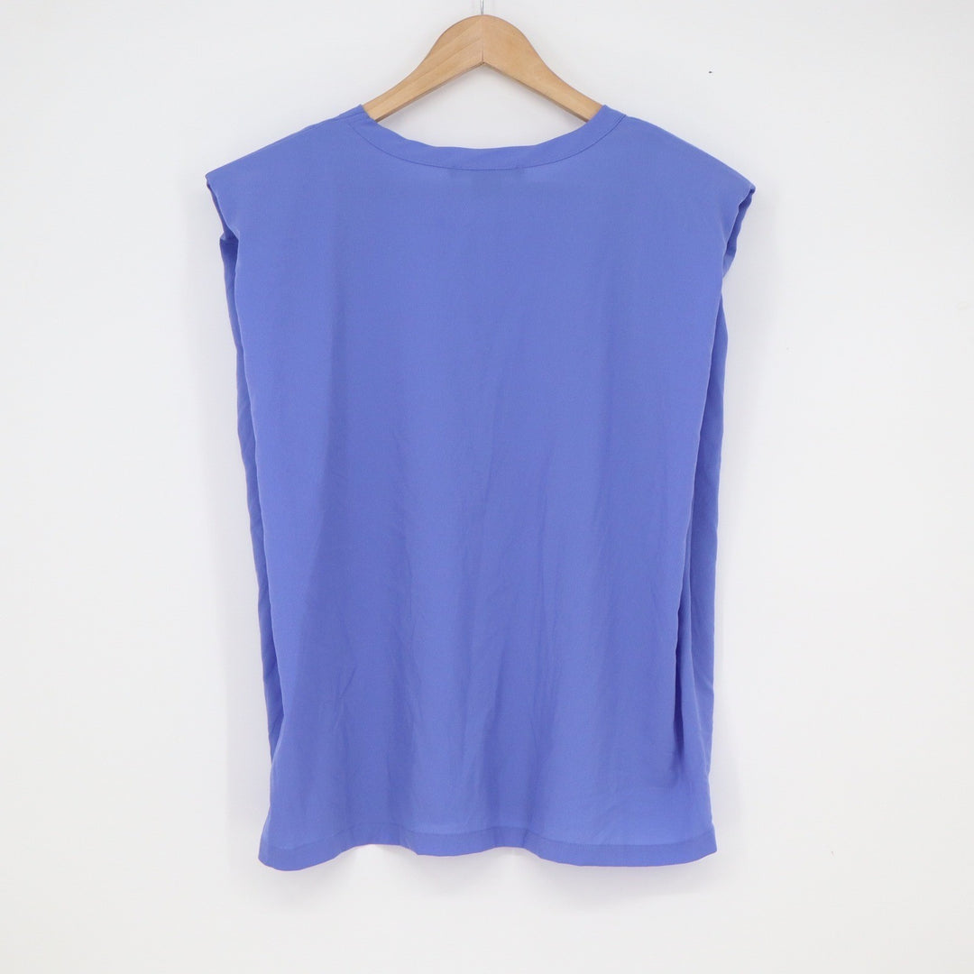French Connection Periwinkle Blue Padded Shoulder Muscle Tee Top Large