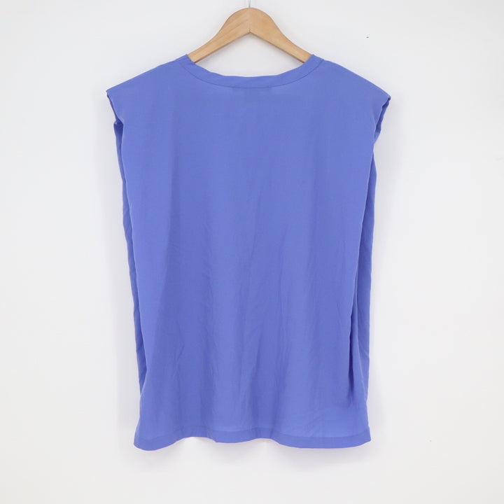 French Connection Periwinkle Blue Padded Shoulder Muscle Tee Top Large