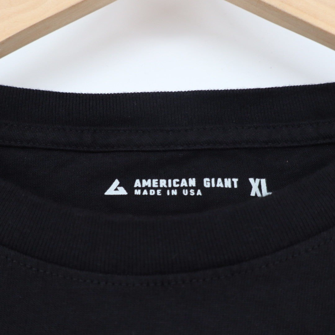 American Giant Black Long Sleeve Crew Neck T Shirt Made in USA XL