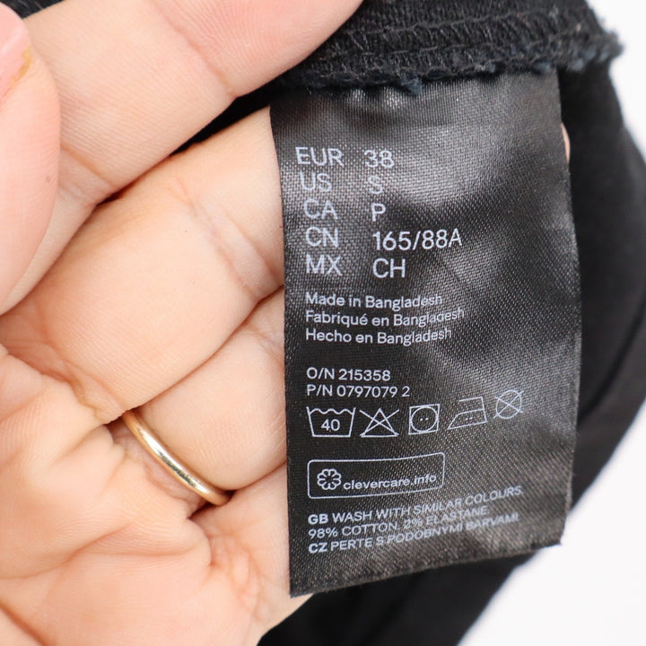 H&M Divided Black Denim Button Front Pinafore Mini Dress Small