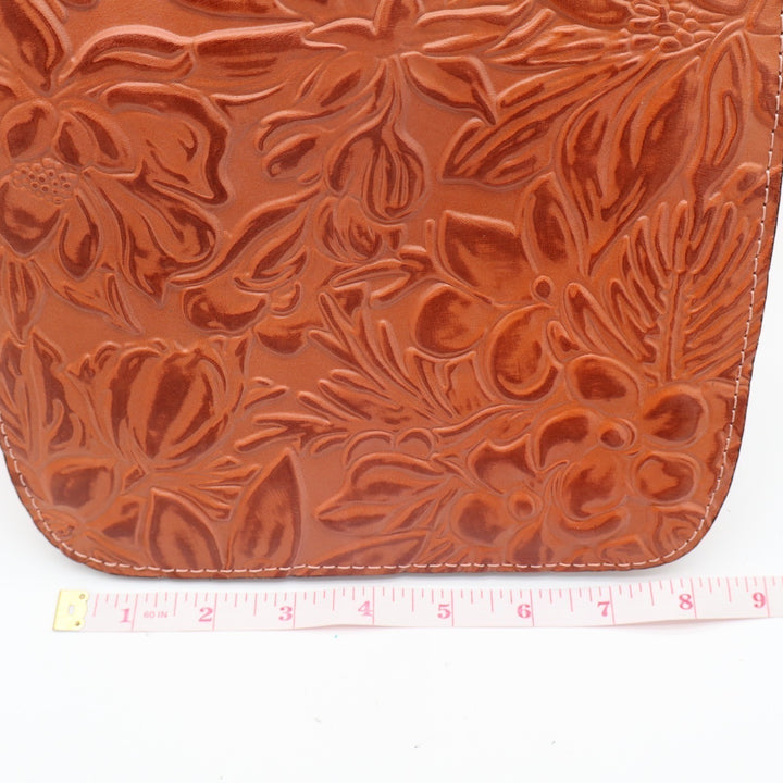 Patricia Nash Granada Womens Handbag Brown Floral Tooled Leather Crossbody Bag