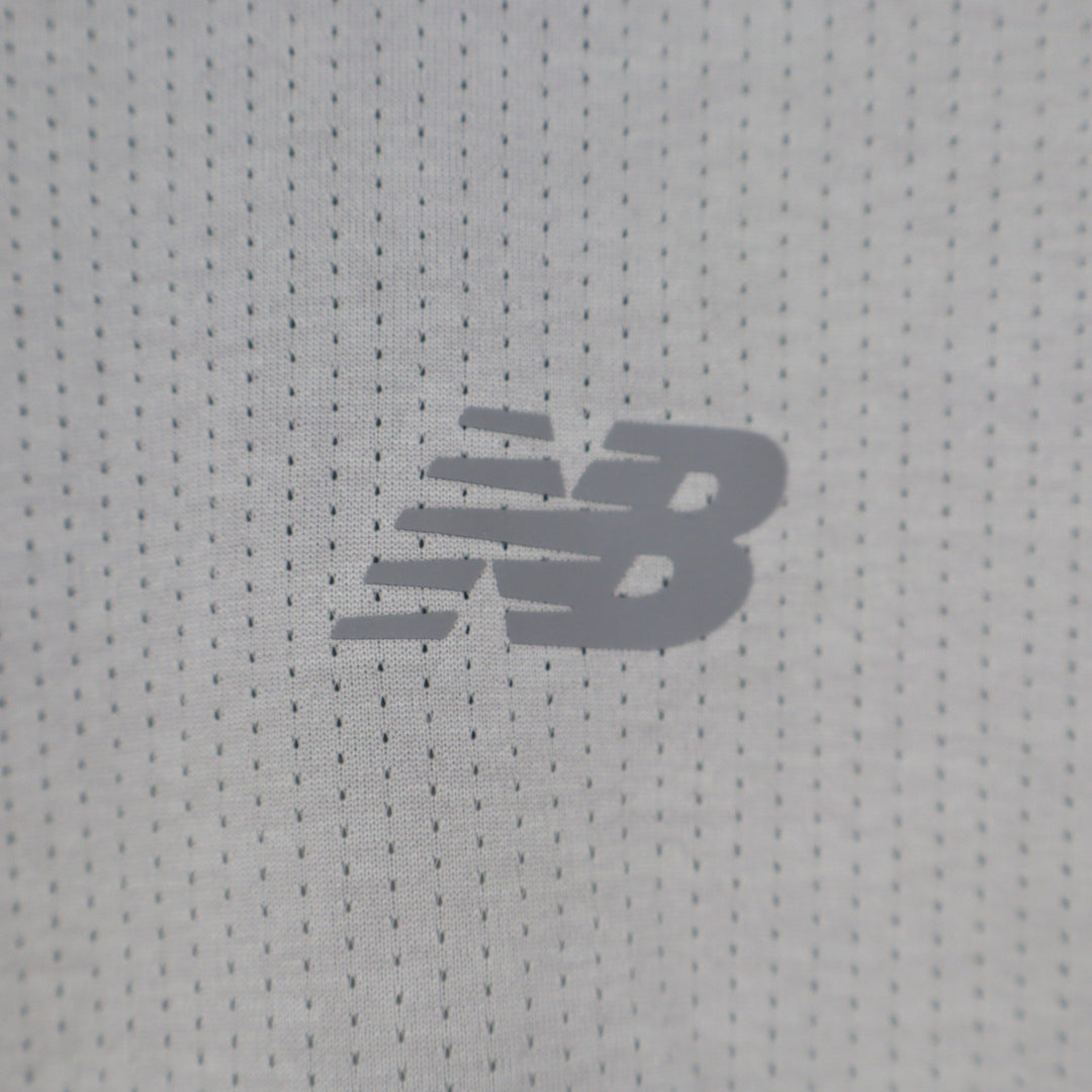 New Balance Athletics Tee Sea Salt Grey Mesh Running Shirt Mens Medium