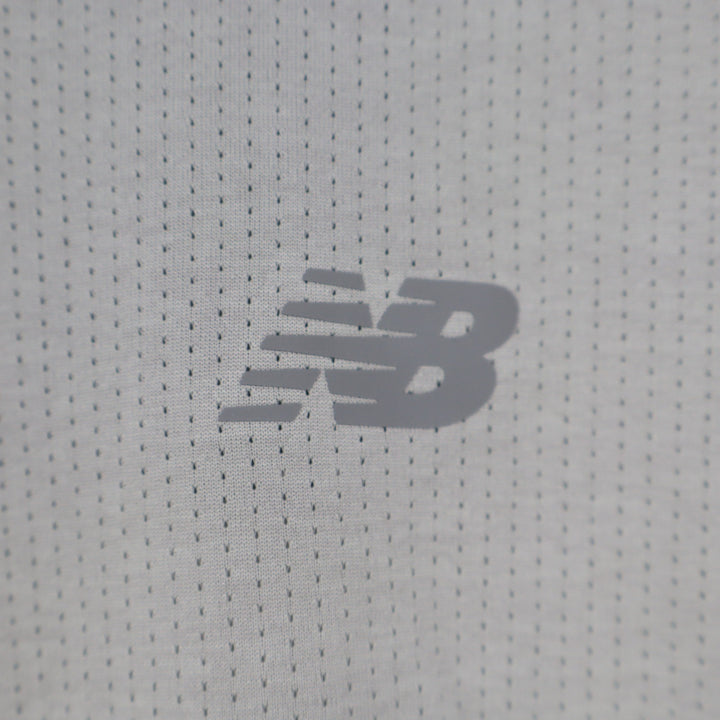 New Balance Athletics Tee Sea Salt Grey Mesh Running Shirt Mens Medium