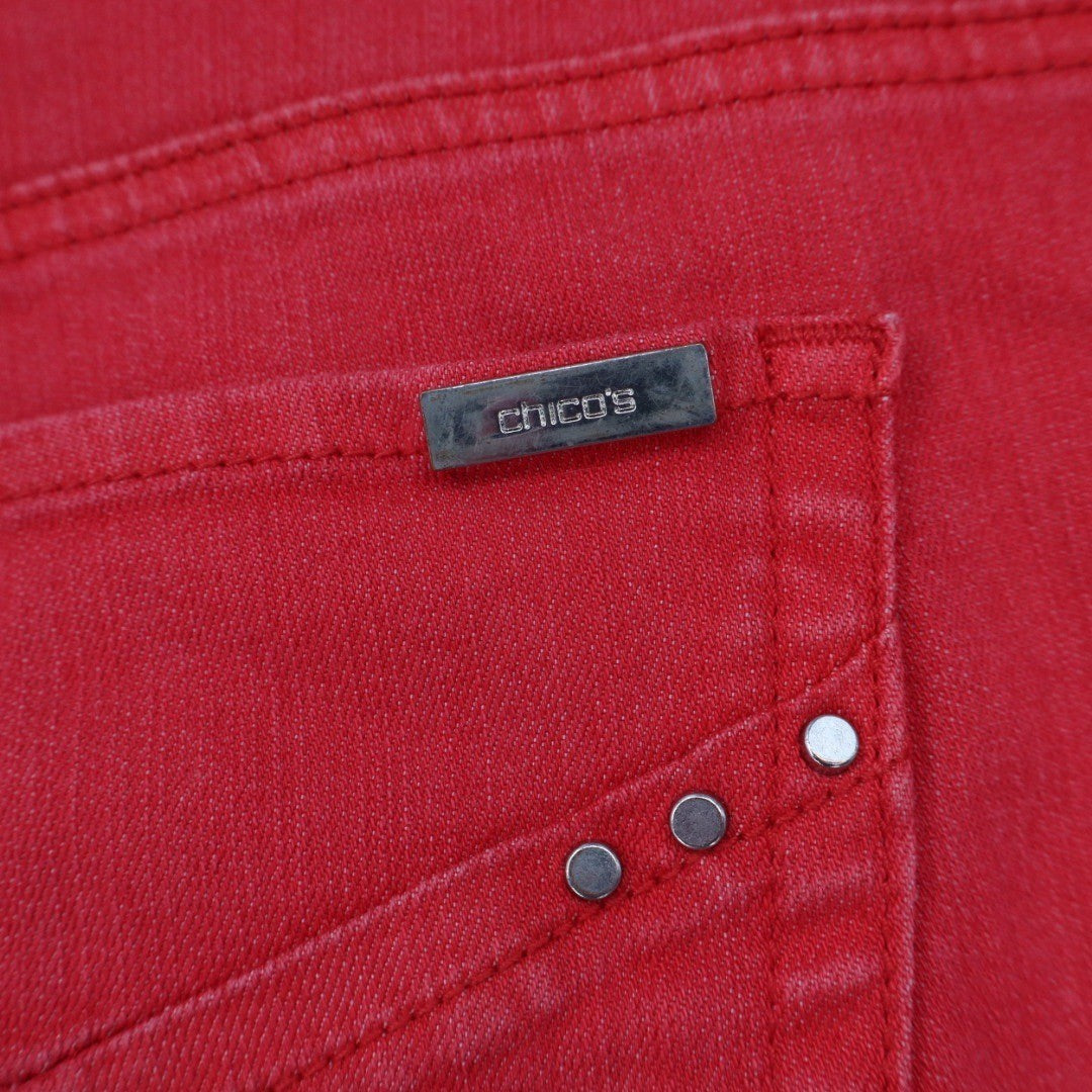 Chicos So Slimming Red Ankle Crop Jeans Pants Size 4