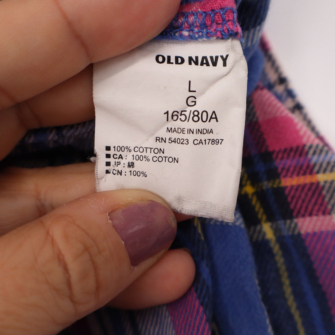 Old Navy Mens Blue Pink Plaid Cotton Pajama Pants Relaxed Fit Size L
