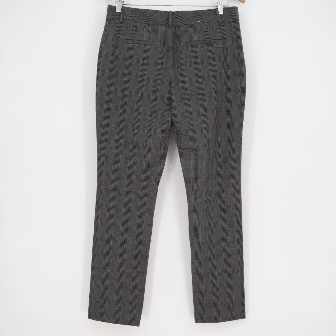 Calvin Klein Dress Pants Womens 8 Gray Blue Checked Slash Pocket Straight Leg