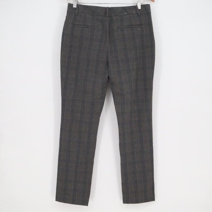 Calvin Klein Dress Pants Womens 8 Gray Blue Checked Slash Pocket Straight Leg