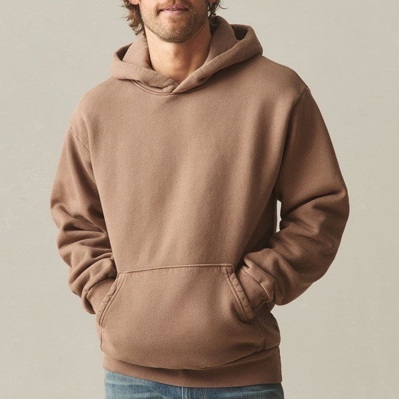 American Giant Hoodie Mens Large Brown Logo Fleece Lined Cotton Kangaroo Pocket