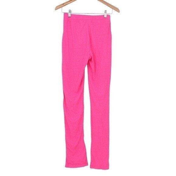 Naked Wardrobe Hot Pink Ribbed Knit Split Hem Pants Womens Large L