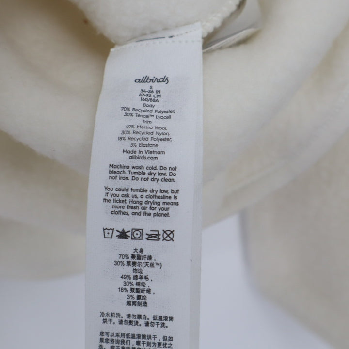 Allbirds Fluff Fleece Jacket Women Small White Pockets Cozy Quarter Snap Outdoor