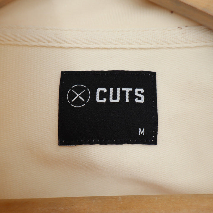 CUTS Mens Quarter Zip Pullover Sweatshirt Cream Off White Size Medium