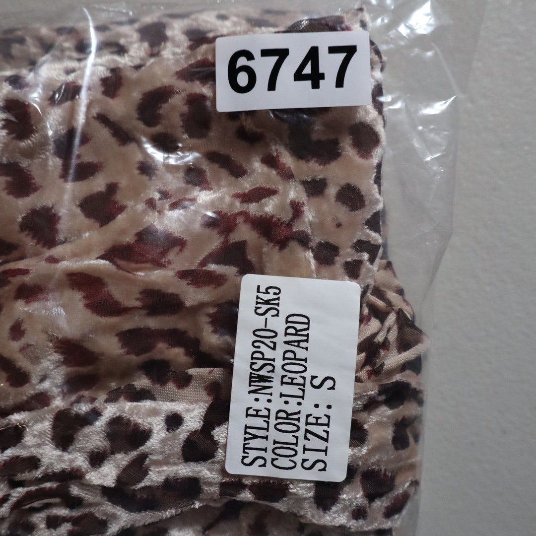 Naked Wardrobe Leopard Print Velvet Mini Skirt NWSP20-SK5 Brown Small
