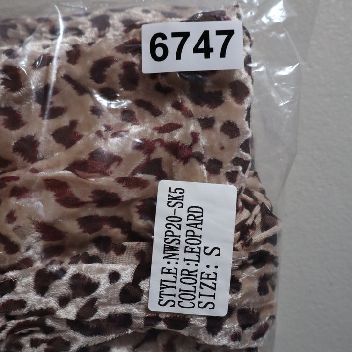 Naked Wardrobe Leopard Print Velvet Mini Skirt NWSP20-SK5 Brown Small