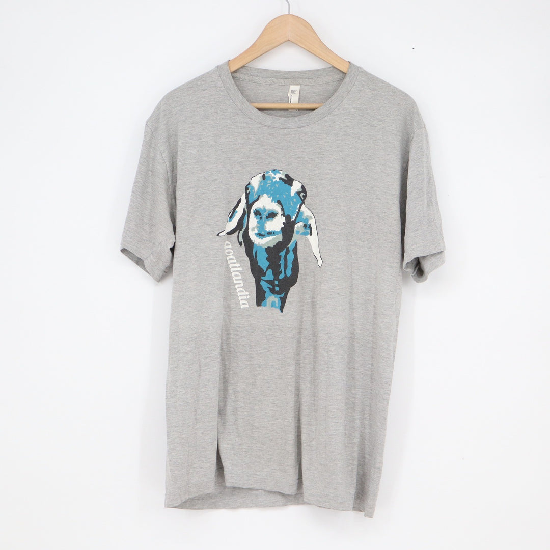 American Apparel Goatlandia Graphic T-Shirt Gray Mens Large Made in USA