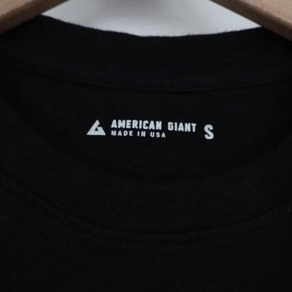 American Giant Mens Black Cotton Crewneck Short Sleeve Tee Size S Made in USA