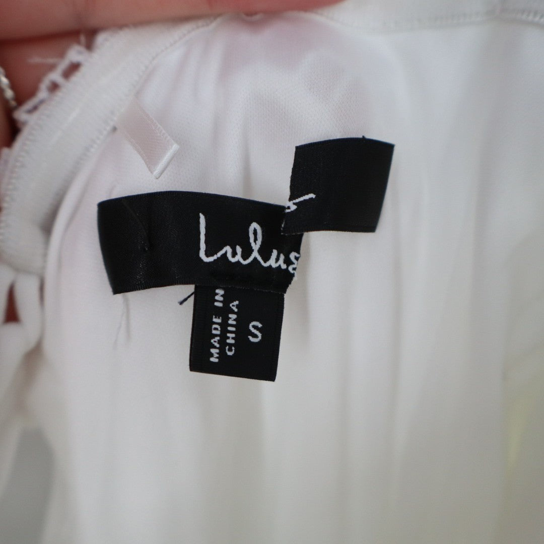 Lulus Aramis Bustier Midi Dress Womens Small White Embroidered Lace Strapless
