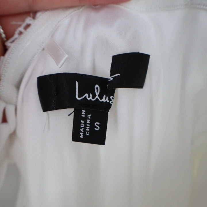 Lulus Aramis Bustier Midi Dress Womens Small White Embroidered Lace Strapless