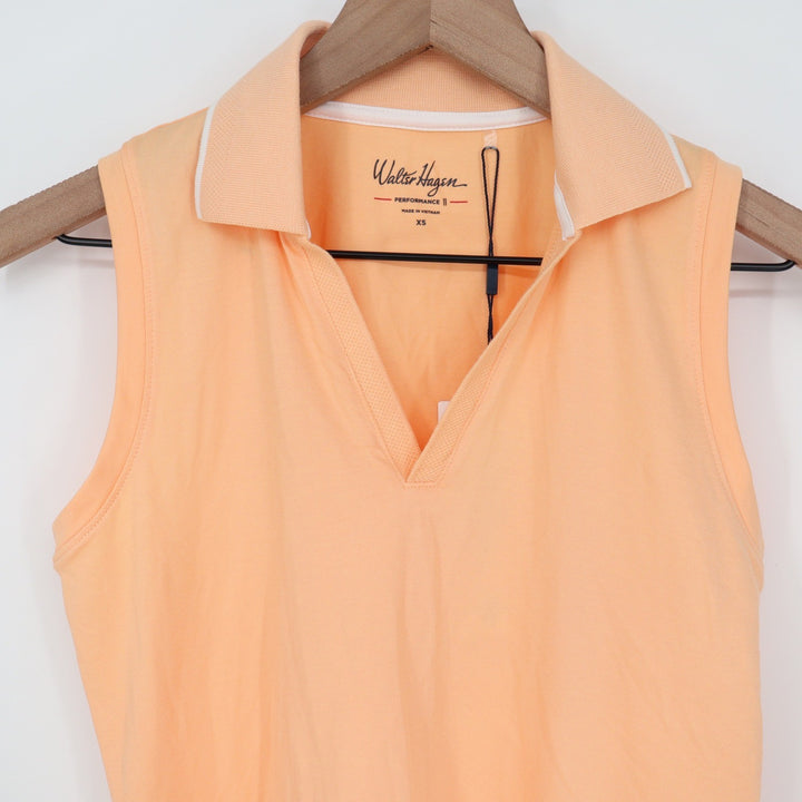 Walter Hagen Performance II Womens Sleeveless Polo Shirt Peach Orange XS