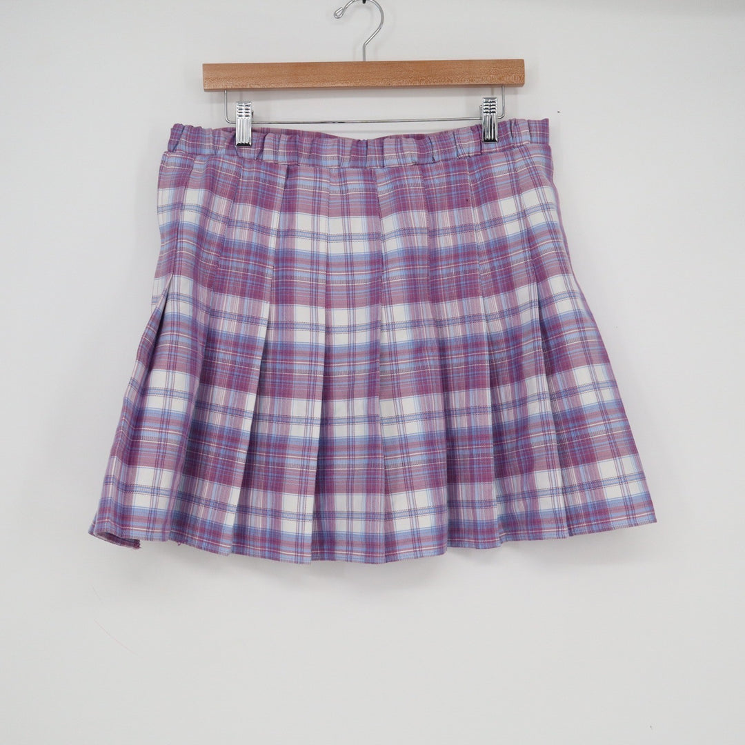 Rewind Purple Plaid Pleated Mini Skirt XL Juniors Schoolgirl Preppy
